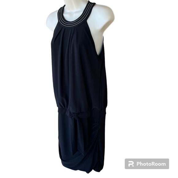 White House Black Market Datey MJ Mini Dress Silver Halter Button Open Back S - Picture 4 of 10